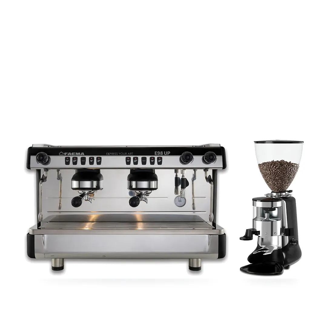 Combo Faema E98 UP 2G + HeyCafe HC600 V2 — combo máy pha và máy xay cà phê
