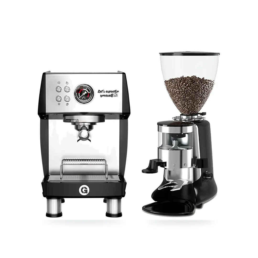 Combo Gemilai CRM 3200B Lite + HeyCafe HC600 V2 — combo máy pha và máy xay cà phê