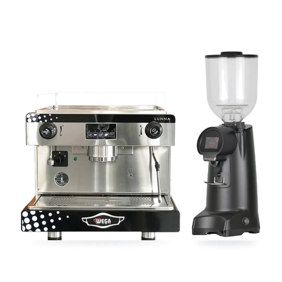 Combo Wega Lunna 1G + Eureka Firenze 85 — combo máy pha và máy xay cà phê