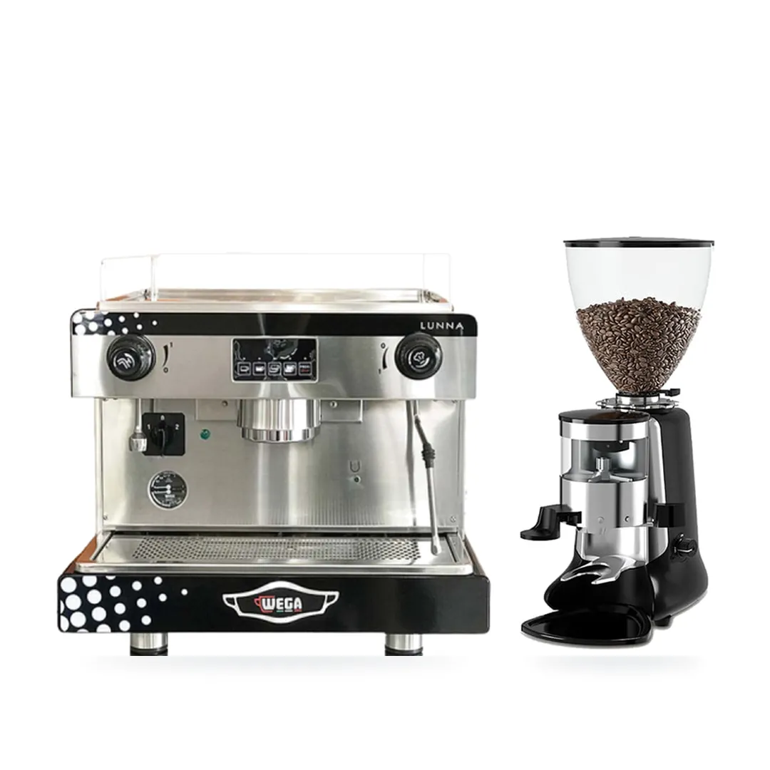 Combo Wega Lunna 1G + HeyCafe HC600 V2 — combo máy pha và máy xay cà phê